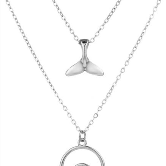 Multi strand silver necklace with whale taile and wave-New - Picture 3 of 4